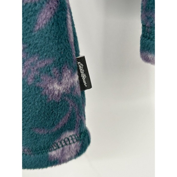 Eddie Bauer Woman’s Fleece Green Teal Floral Colored Size Medium MSRP $55 - Picture 3 of 9